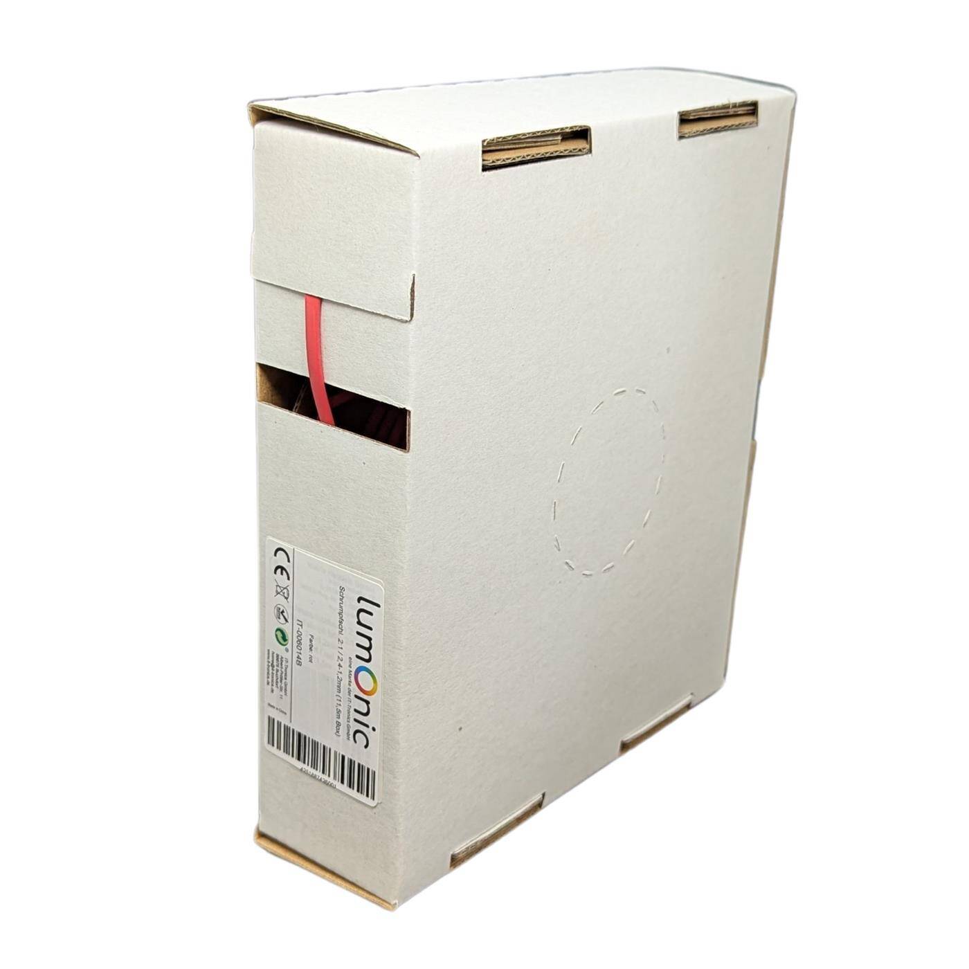 Lumonic 11,5m Schrumpfschlauch Box 2:1 Rot - Hier von: 2,4mm auf 1,2mm - Dickwandiger Schrumfpschlauch in verschiedenen Größen