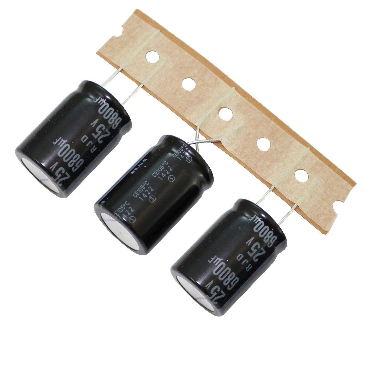 Elko Kondensator Radial 6800µF 25V | Elektrolytkondensator bis zu einer Temperatur von 105°C | 18x25mm | 6800uF RJD-25V682AK6XGY-TC9 Elna