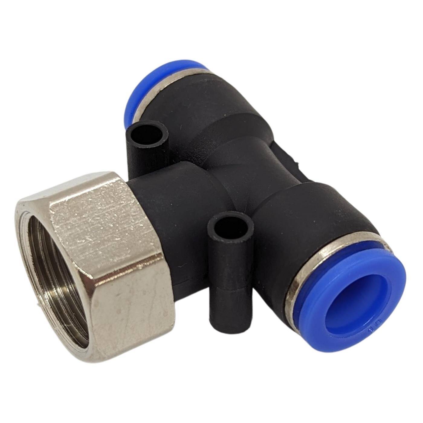 PU hose T-connector fitting with female thread 10mm*1/2inch T-piece Push-in Pneumatic plug connector T-distributor Compressed air
