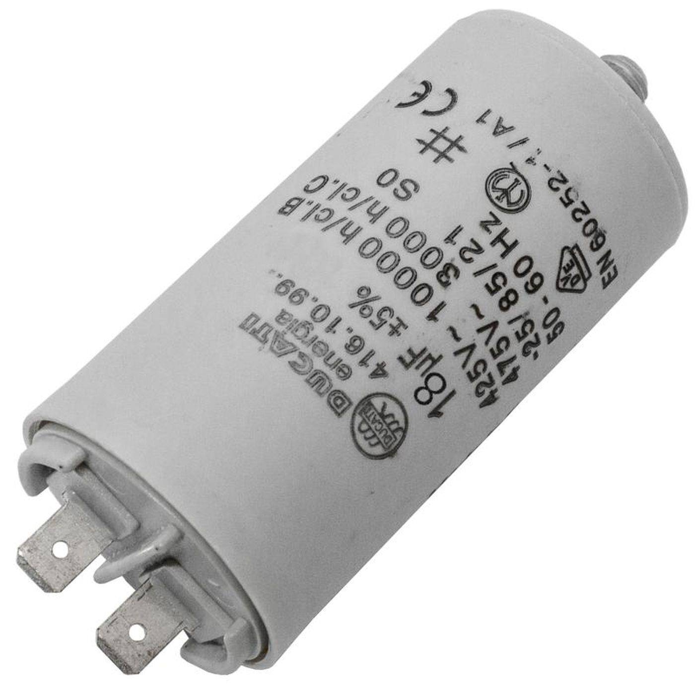 Lumonic Anlaufkondensator 416.10.24 A inkl. Stecker 6,3x0,8mm | Motorkondensator 18µF 425V 40x70mm I Kondensator im isolierten Kunststoffgehäuse