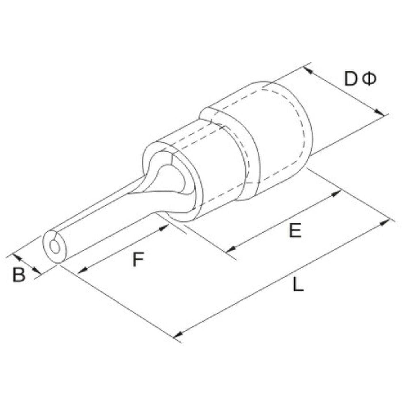 25x Stiftgabelschuh teilisoliert 1,5-2,5mm² Blau Ringzunge Kupfer verzinnt
