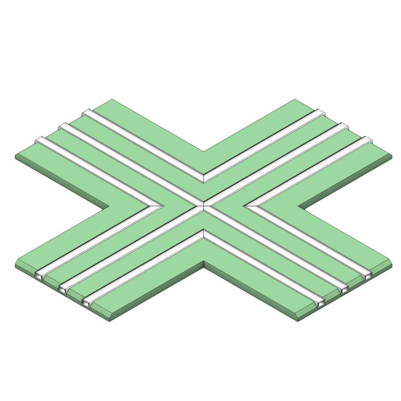 LED Trockenbau Paneel +-Form 3-läufig für 12mm Streifen LED Trockenbau Paneel +-Form 3-läufig für 12mm Streifen