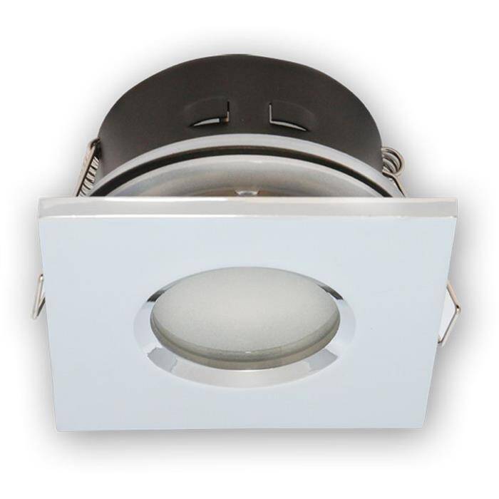 LED Installation frame Bathroom Damp room Square IP44 84x84x50mm Chrome Aluminium Swivelling Spot GU10 MR16 LED Installation frame Bathroom Damp room Square IP44 84x84x50mm Chrome Aluminium Swivelling Spot GU10 MR16