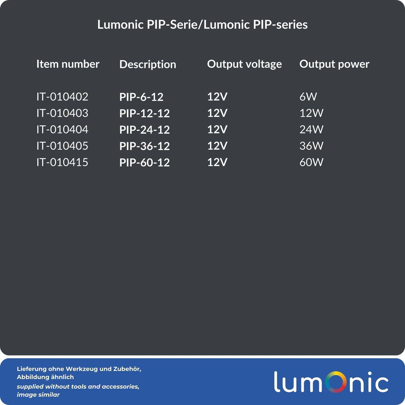 LED plug-in power supply PIP-24-12 12V 24W Input 100-240VAC Extra long cable with hollow plug 5,5/2,1 Overload protection universeller EU-Netzadapter for LED strips