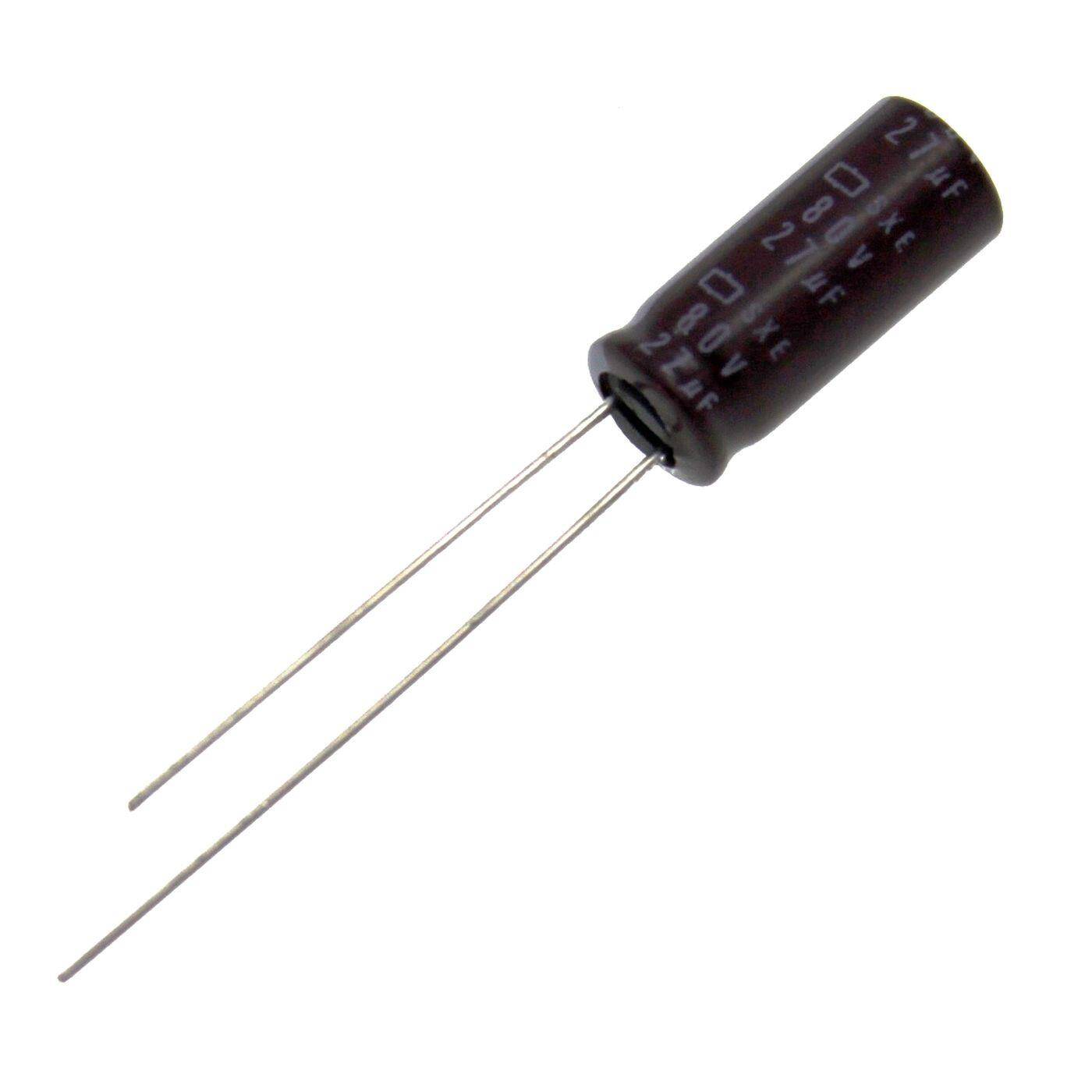 Elko Capacitor Radial 27µF 80V | Electrolytic capacitor up to a temperature of 105°C | 6,3x15mm | 27uF ESXE800ELL270MF15N United Chemi-Con