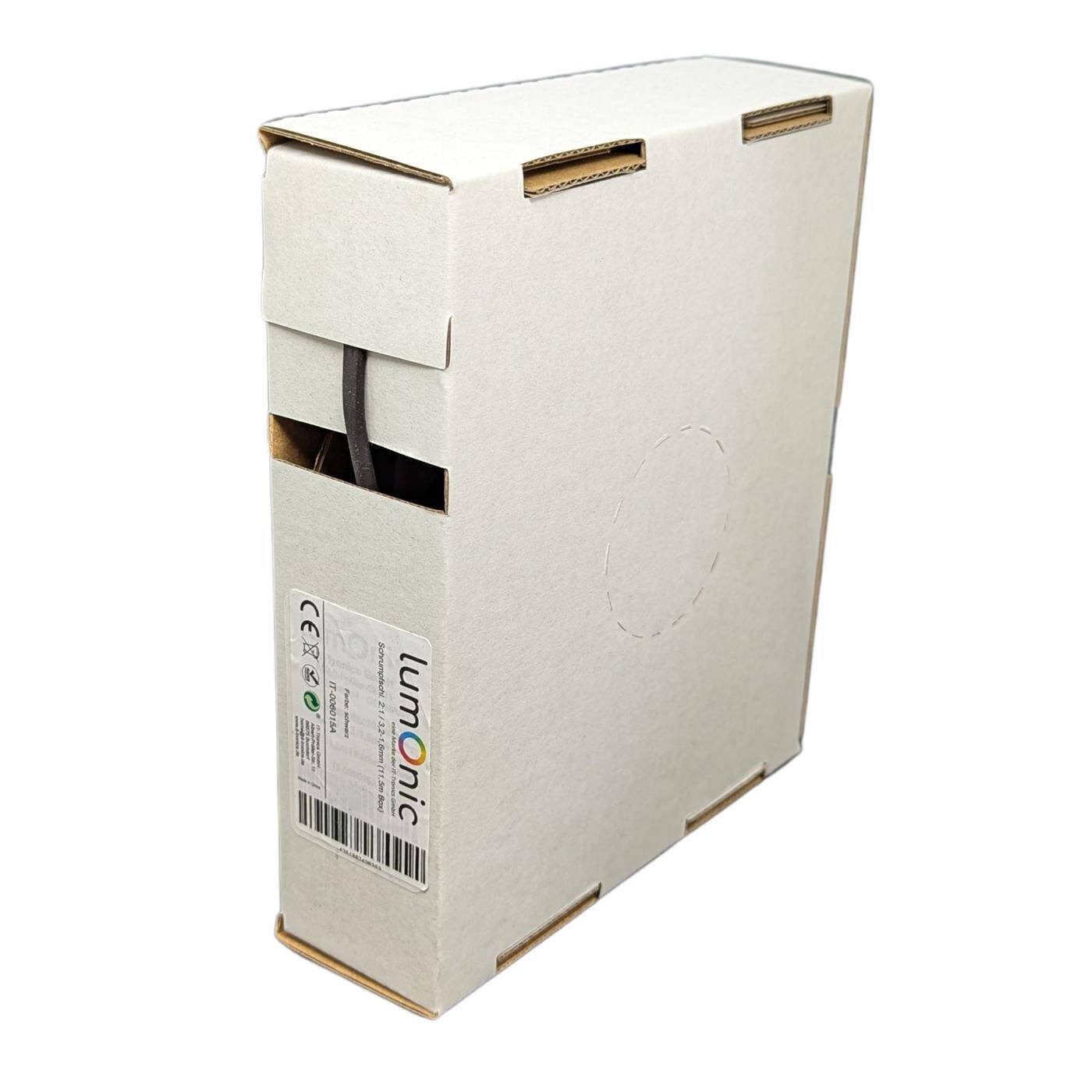 Lumonic 11,5m Schrumpfschlauch Box 2:1 Schwarz - Hier von: 3,2mm auf 1,6mm - Dickwandiger Schrumfpschlauch in verschiedenen Größen