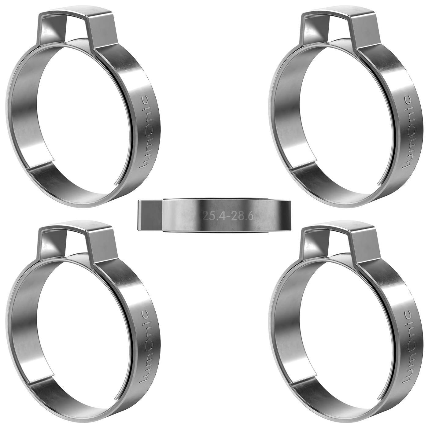 5x 1-Ohr-Schelle 25,4-28,6mm V2A Edelstahl Einohrschelle Schlauchschelle für Druckluft, Rohrsysteme, Garten, KFZ