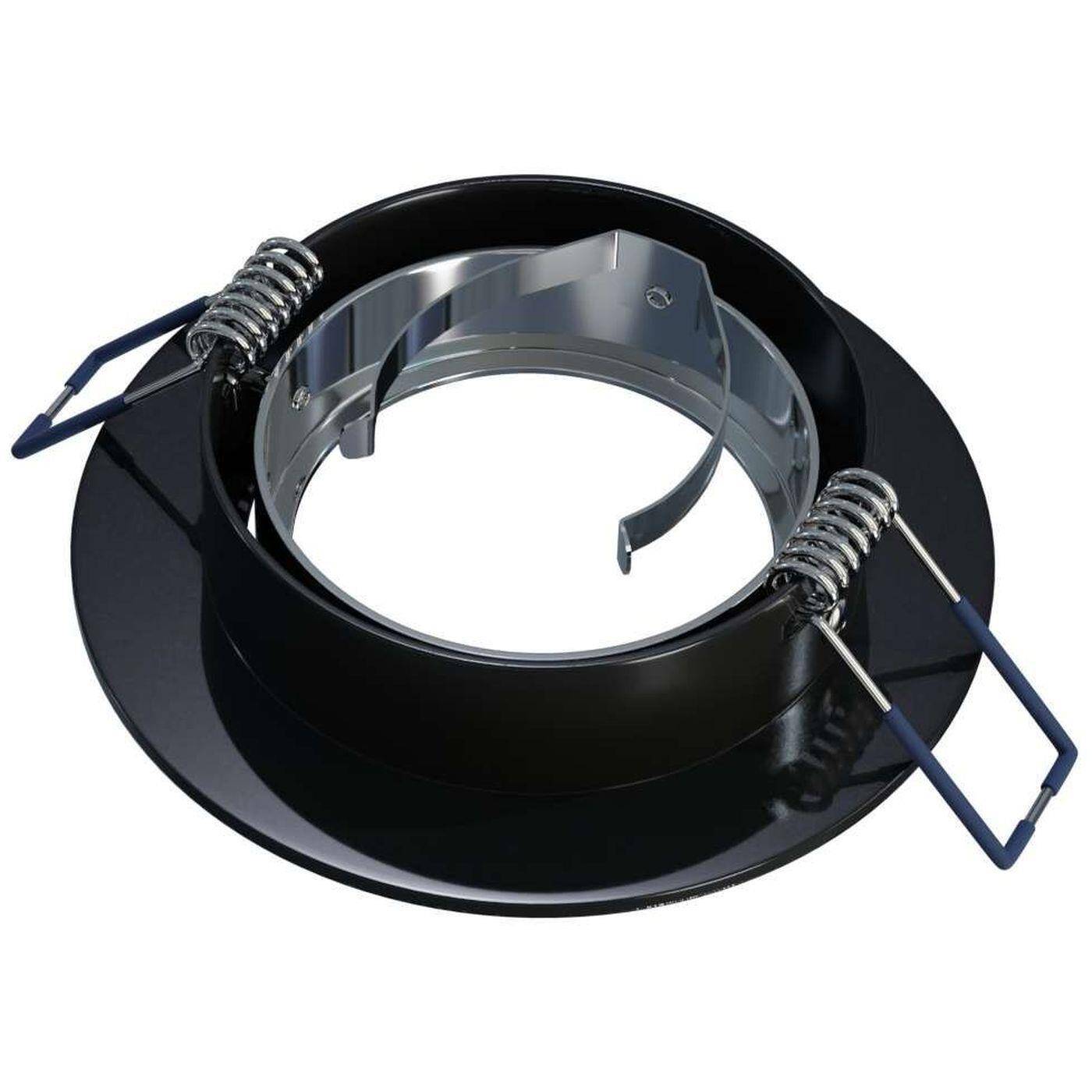LED Einbaurahmen Rund 90x22mm Schwarz Aluminium Schwenkbar Spot GU10 MR16