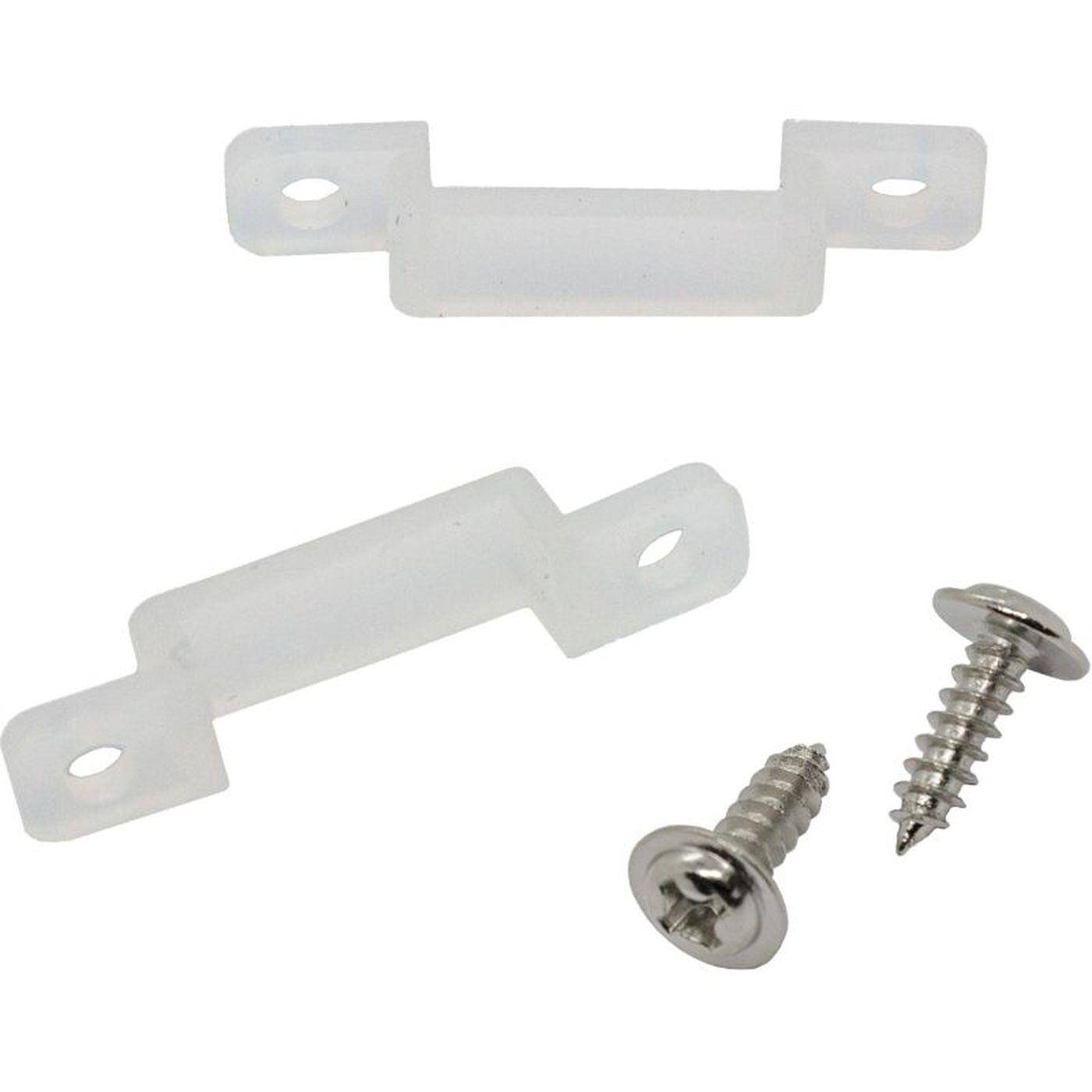 Lumonic 50x LED Montageclip für 14mm breite LED Streifen I LED Band Befestigung mit einer Brücke und Schrauben I Schelle/ Halterung als Befestigungsclip