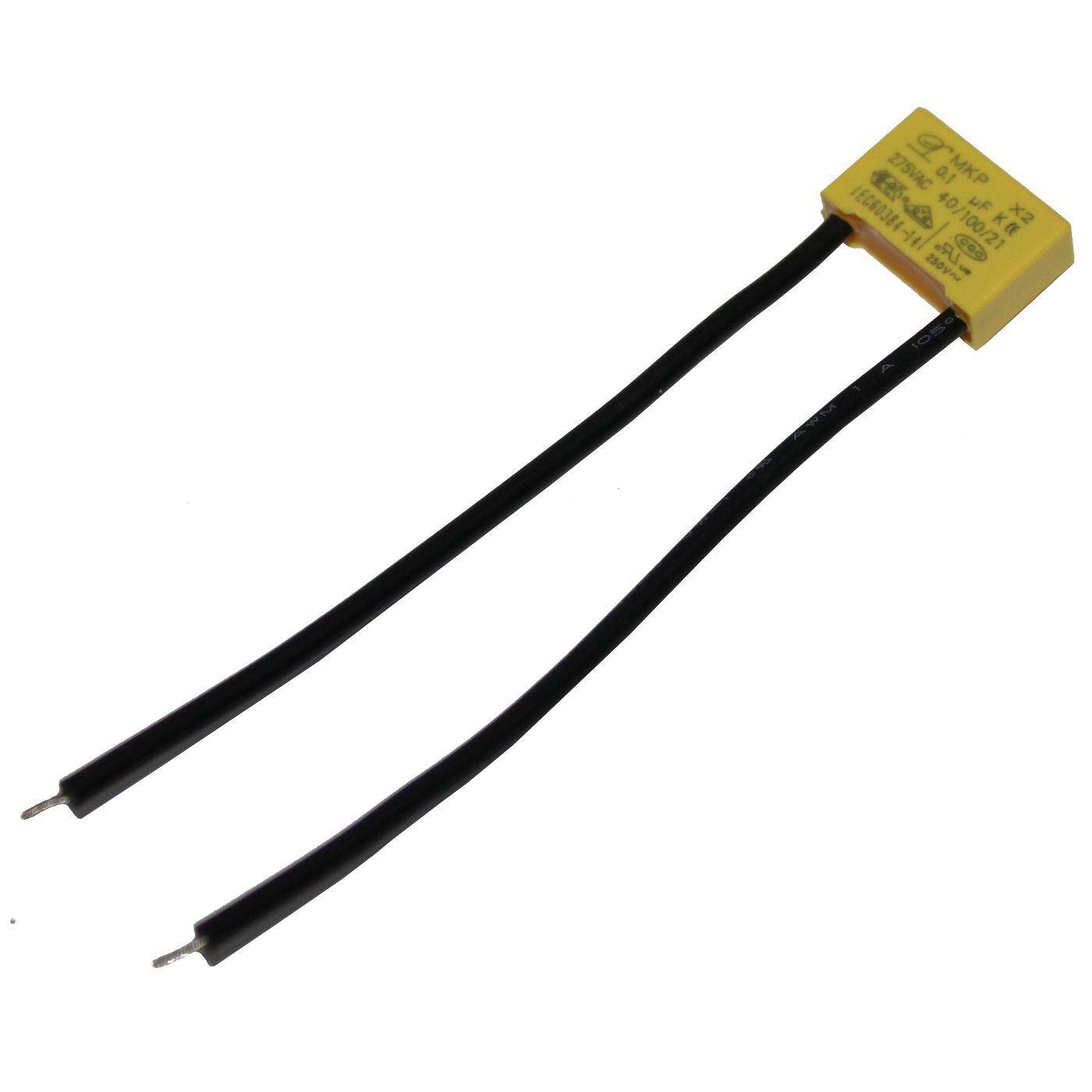 Lumonic MKP Interference suppression capacitor | 0,1µF 275V AC I 2-Pin Connection I 2-Pin I 0,1uF, 100nF I Capacitor against flickering | for household appliances, power tools, building technology, industrial applications, LED