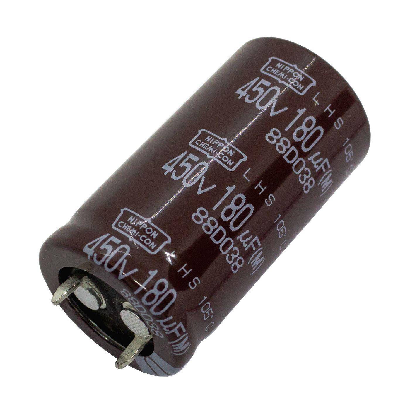 Snap-In Elko Kondensator 180µF 450V | Elektrolytkondensator bis zu einer Temperatur von 105°C | 22x40mm | 180uF ELHS451VSN181MP40S UCC