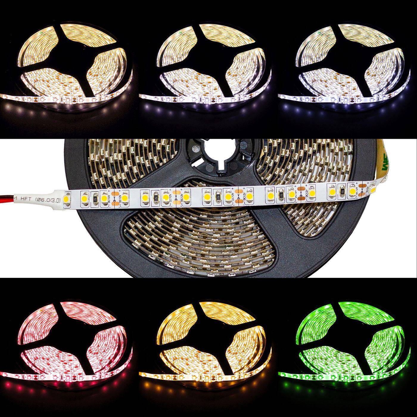 5m (500cm) LED Streifen Band Leiste 12V Warm Weiß 3000K IP20 600LEDs 120LED/m SMD3528