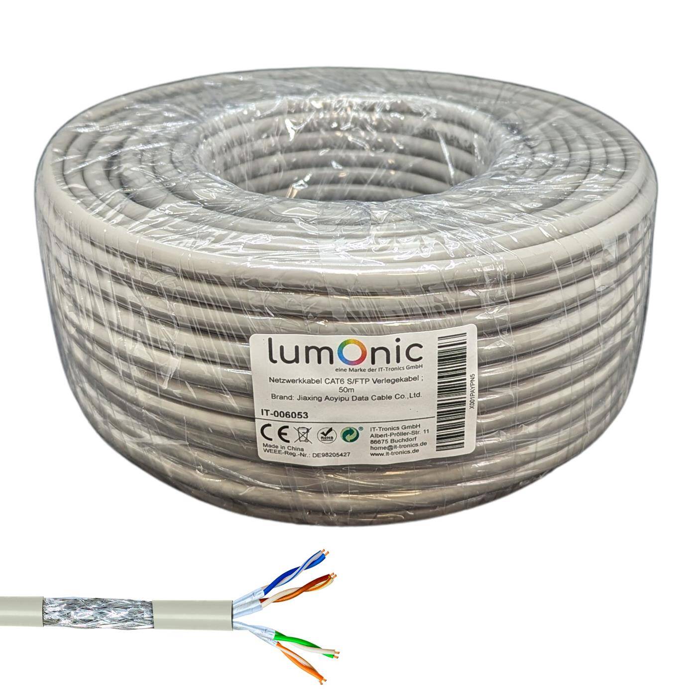 50m Netzwerkkabel Verlegekabel CAT6 S/FTP PIMF Ethernet Kabel LAN Kabel CAT.6