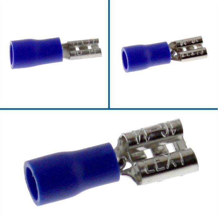 25x Flachsteckhülse teilisoliert 1,5-2,5mm² Steckmaß 0,8x2,8mm Blau für Flachstecker Messing verzinnt