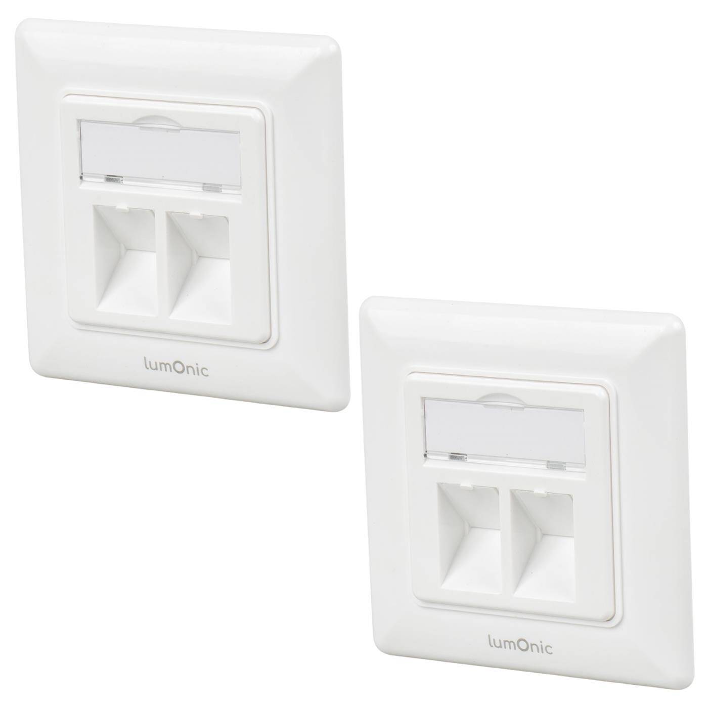 Set of 2 Keystone flush-mounted frame, 2-Port, , ABS plastic, for Keystone RJ45, HDMI, USB modules