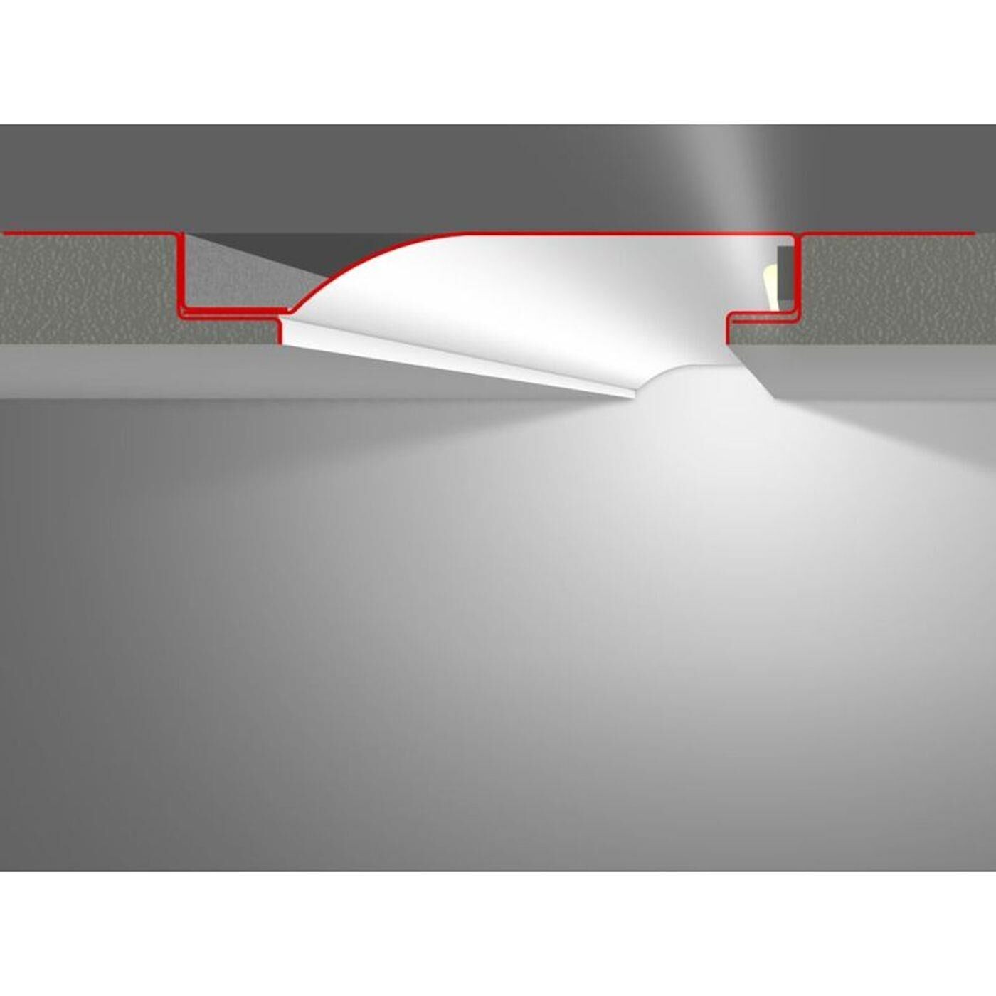 2m LED Plaster profile R10-F with reflector viewing leg Steel Zinc sheet