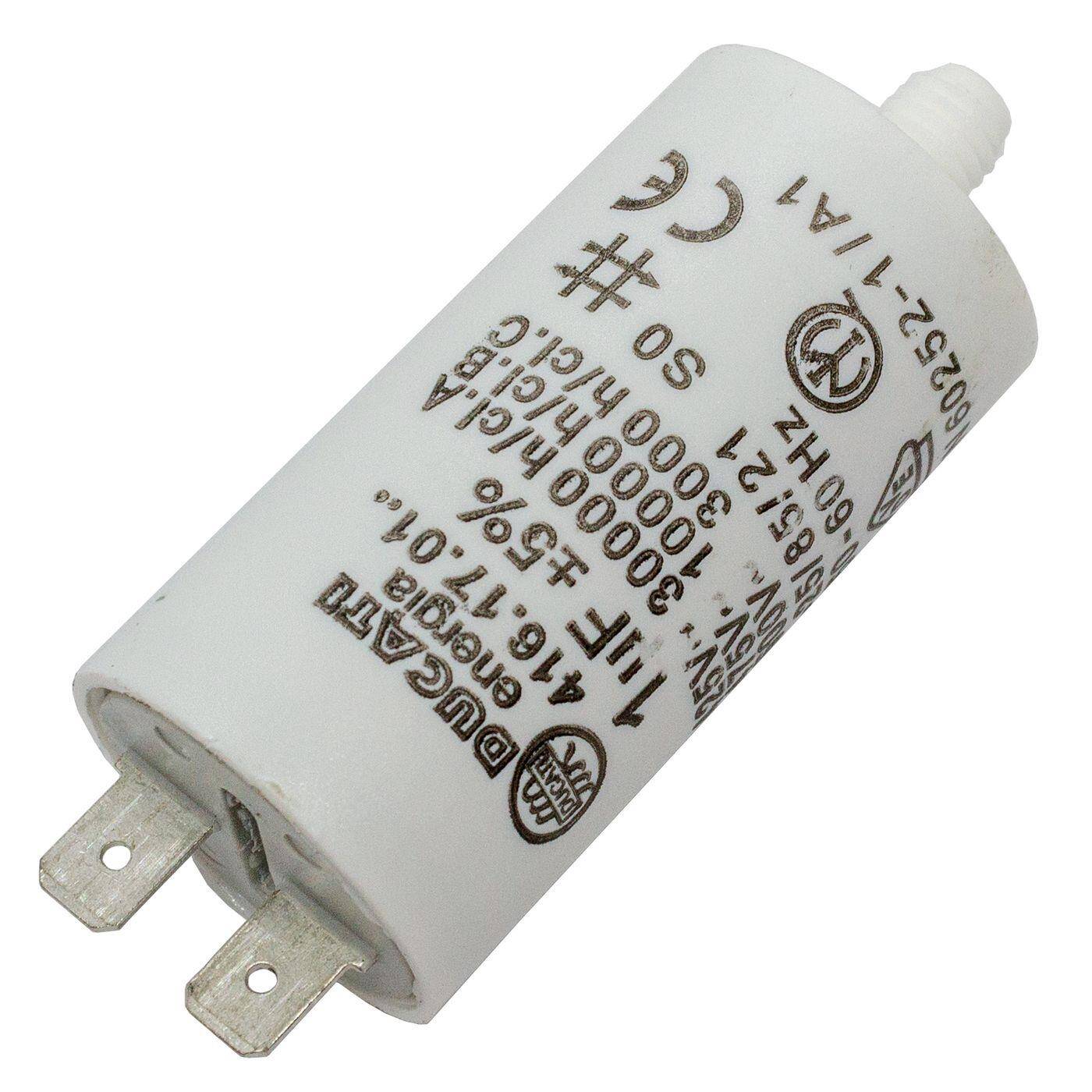 Lumonic Anlaufkondensator 416.17.01 A inkl. Stecker 6,3x0,8mm | Motorkondensator 1µF 450V 28x55mm I Kondensator im isolierten Kunststoffgehäuse