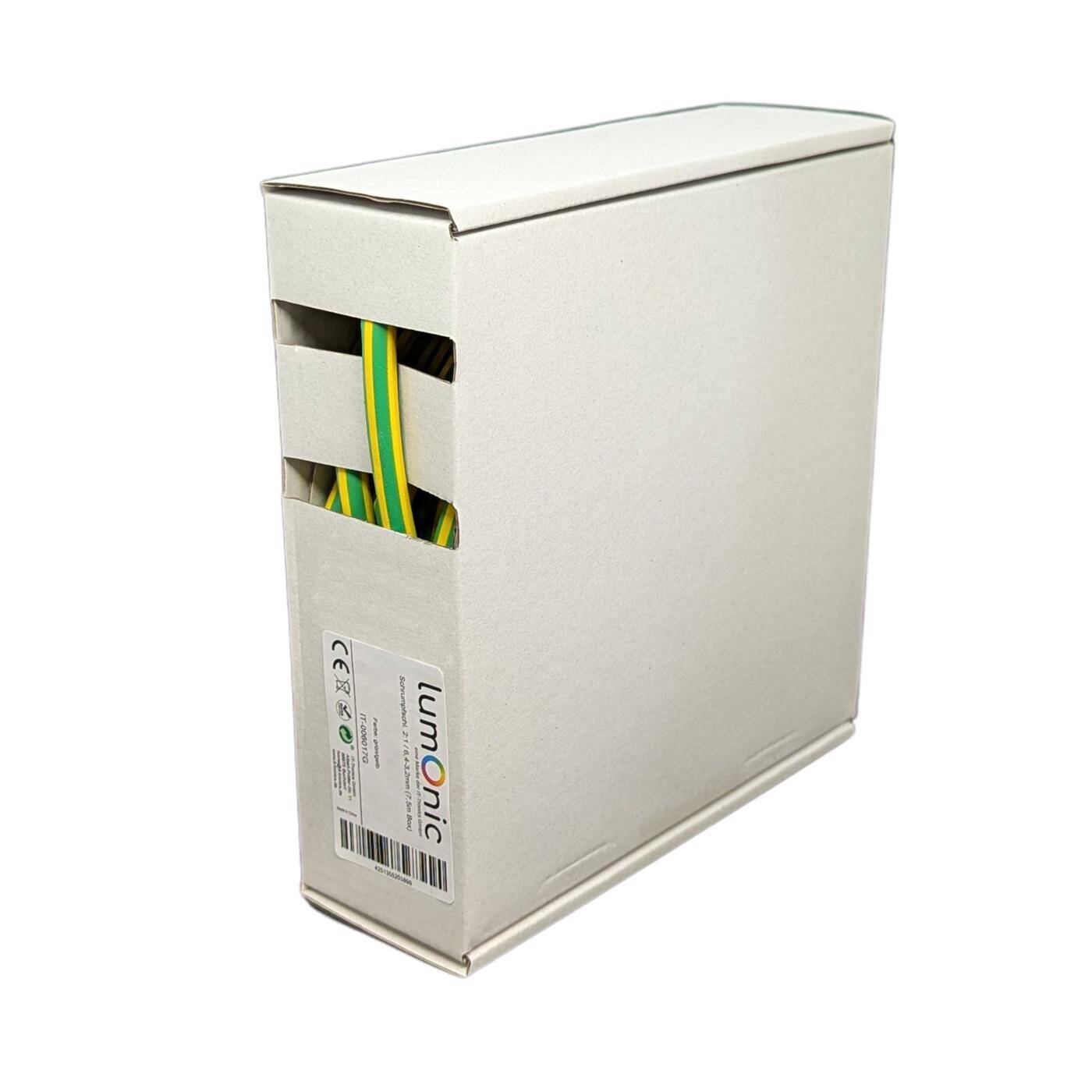 Lumonic 7,5m Schrumpfschlauch Box 2:1 Grün Gelb - Hier von: 6,4mm auf 3,2mm - Dickwandiger Schrumfpschlauch in verschiedenen Größen