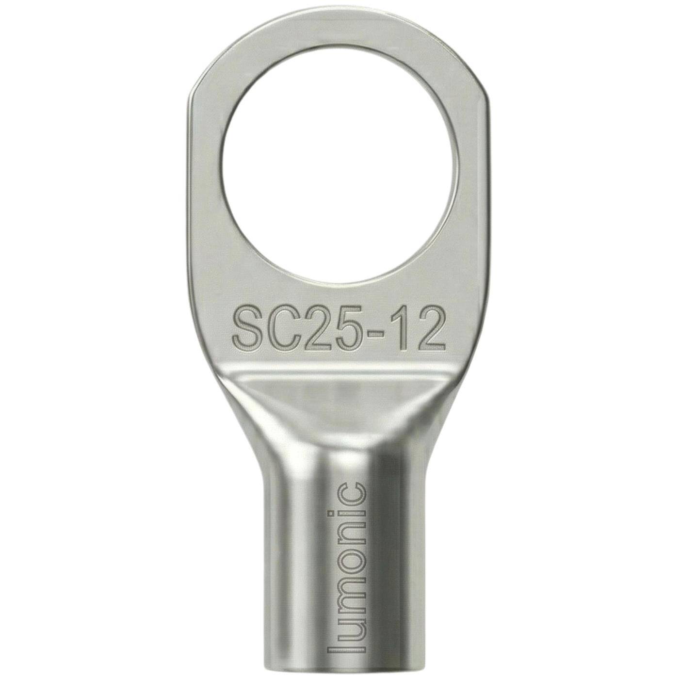 Lumonic 10x Rohrkabelschuh 25mm² blank | M12 | Kupfer verzinnt | Kabelverbindung ohne Löten | SC25-12, Set mit 10 Stück Crimp-Kabelschuh, Quetschverbinder | KFZ, Maschinenbau, Wohnmobil, Batterie