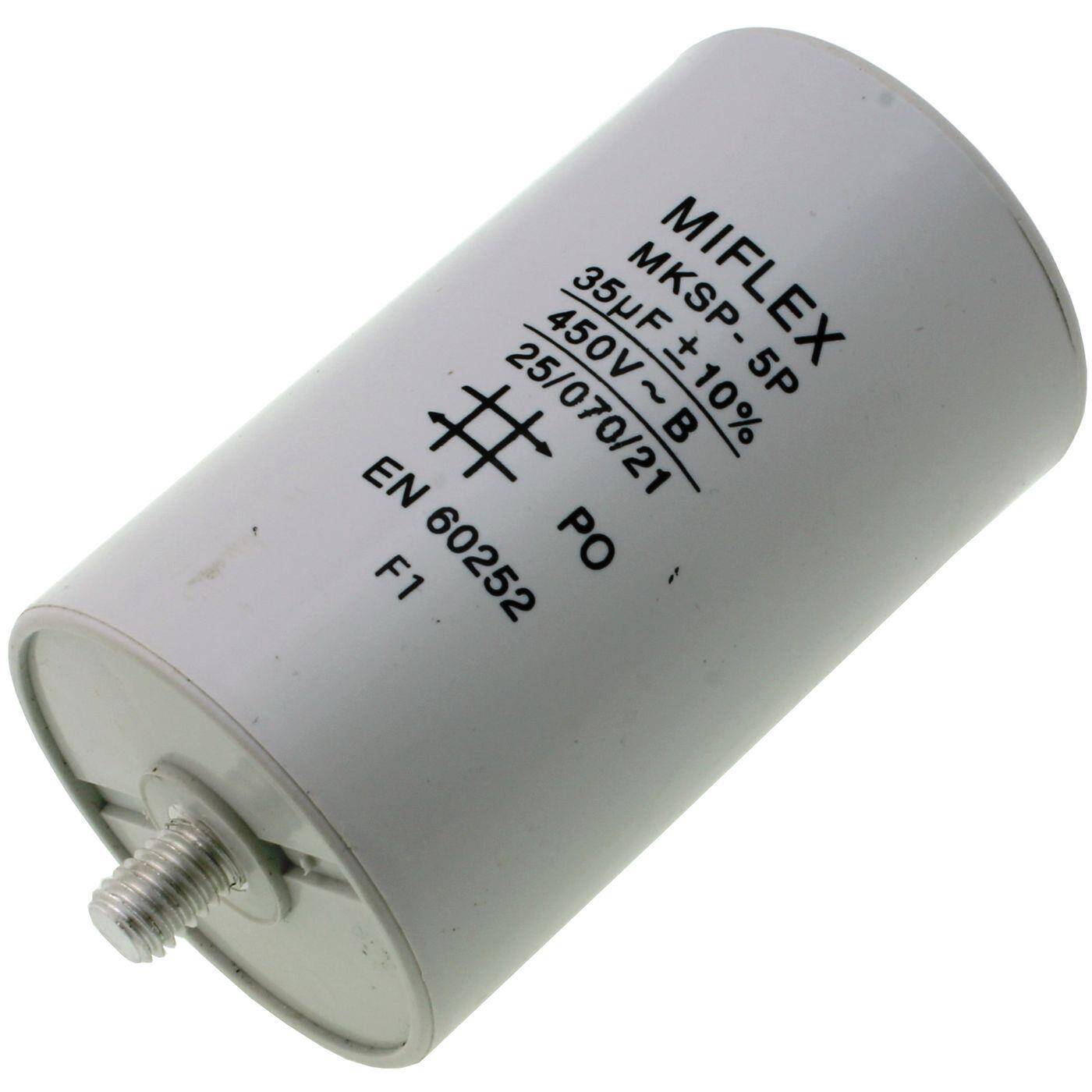 Anlaufkondensator Motorkondensator 35µF 450V 50x83mm Stecker 6,3x0,8mm Miflex 35uF