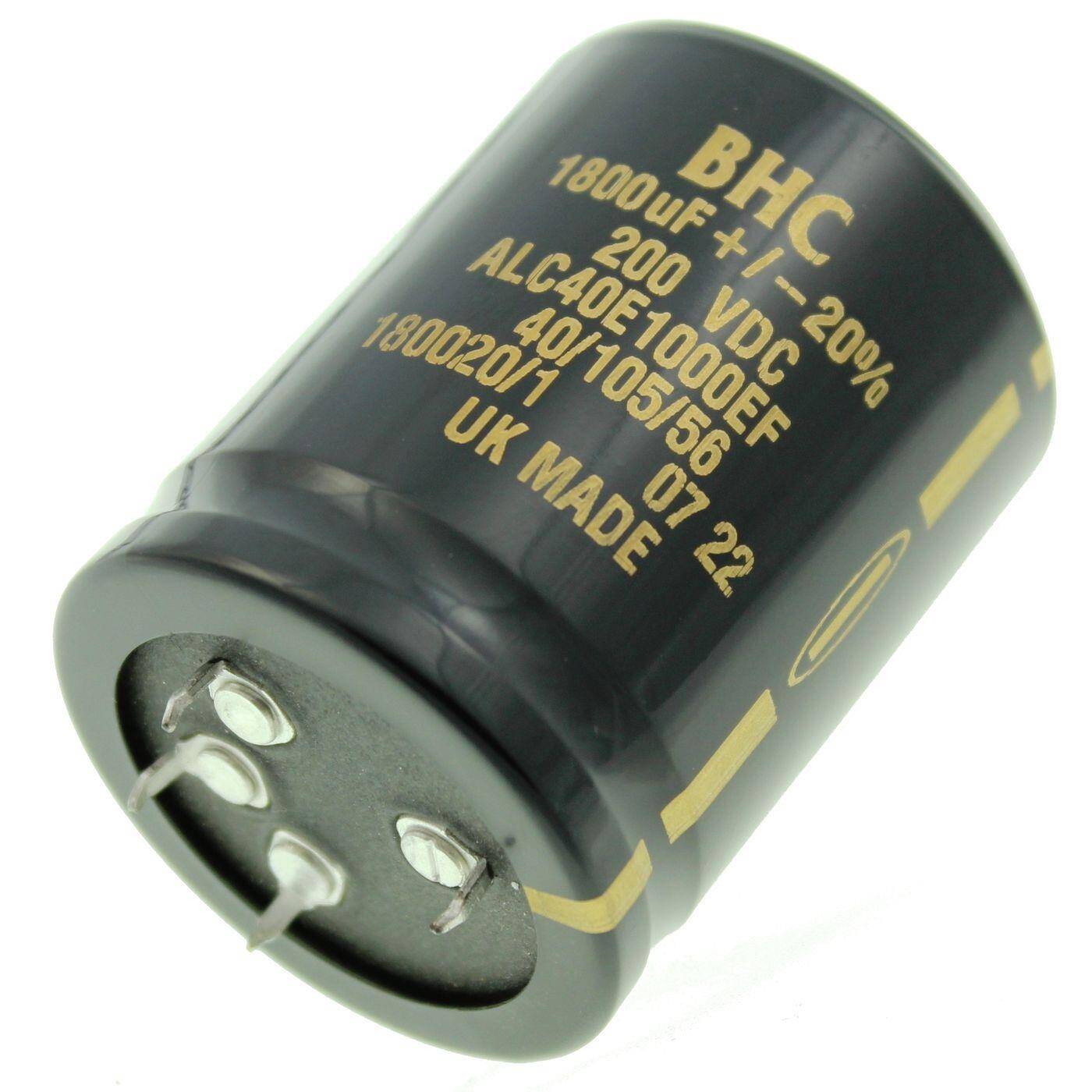4-Pin Elko Capacitor 1800µF 200V | Electrolytic capacitor up to a temperature of 105°C | 40x52mm | 1800uF ALC40E1000EF BHC
