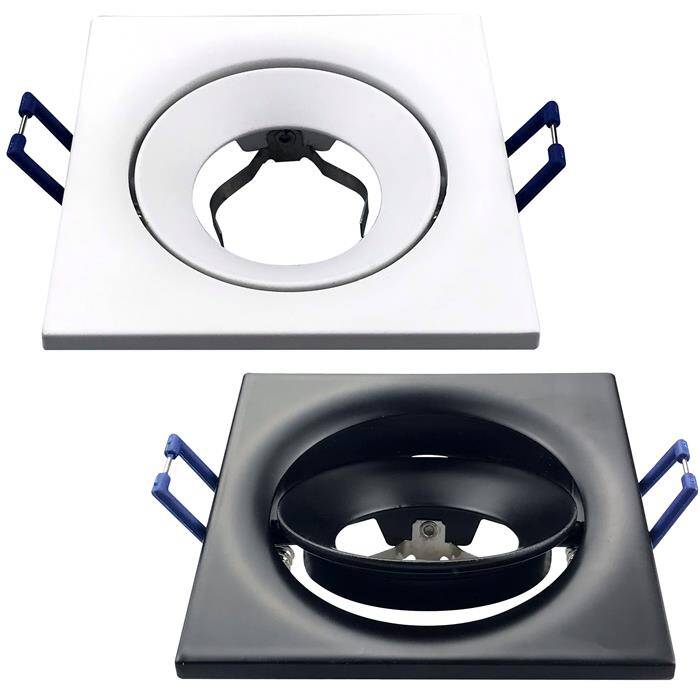 LED Einbaurahmen Quadratisch 90x90x28mm Weiß Aluminium Schwenkbar Spot GU10 MR16 LED Einbaurahmen Quadratisch 90x90x28mm Weiß Aluminium Schwenkbar Spot GU10 MR16