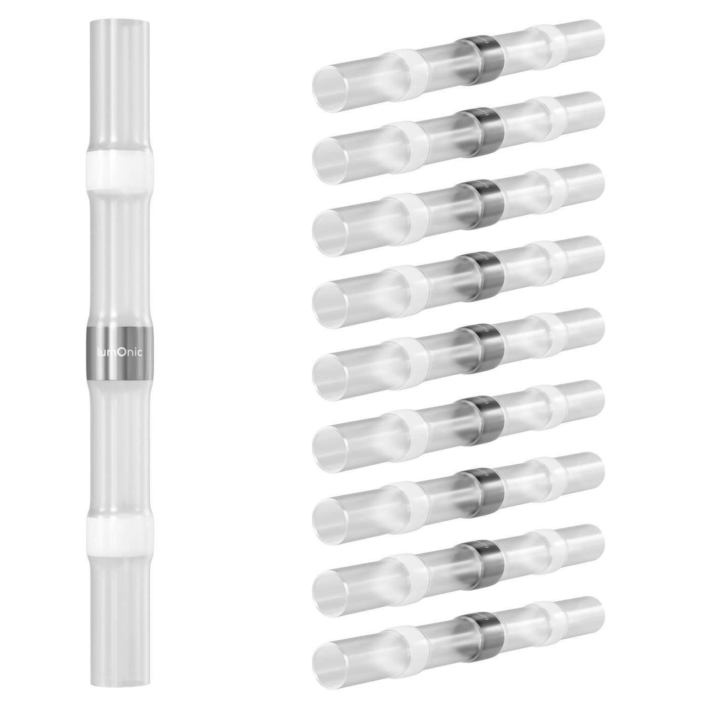 Lumonic 10x Schrumpf Lötverbinder  mit Schrumpfschlauch | 0,25-0,35mm² | Weiß | WarmSchrumpf Kabelverbinder | Wasserdicht IP67 | Kabel Reparatur
