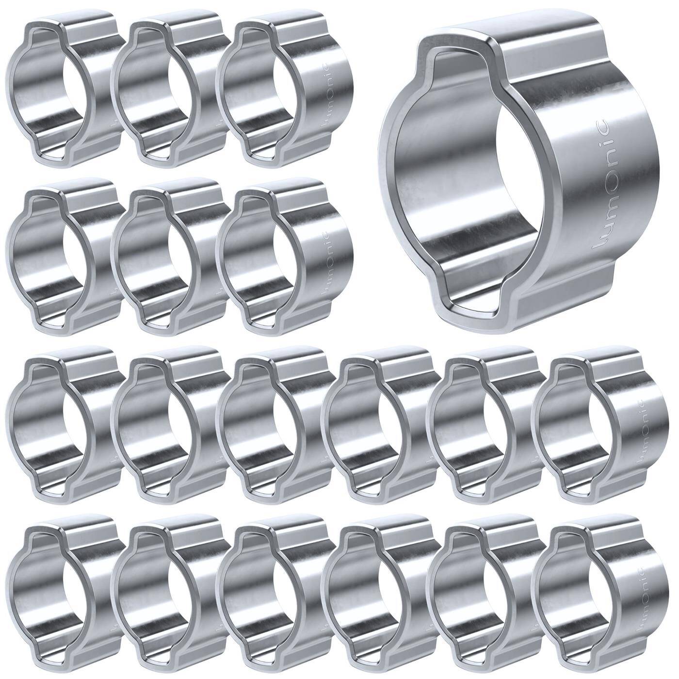 20x 2-Ohr-Schelle 5-7mm Stahl Verzinkt Zweiohrschelle Schlauchschelle für Druckluft, Rohrsysteme, Garten, KFZ