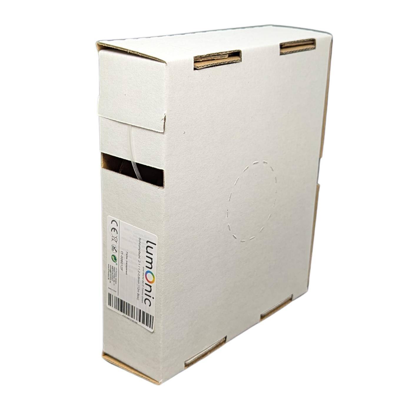 Lumonic 12m Schrumpfschlauch Box 2:1 Transparent - Hier von: 1,2mm auf 0,6mm - Dickwandiger Schrumfpschlauch in verschiedenen Größen